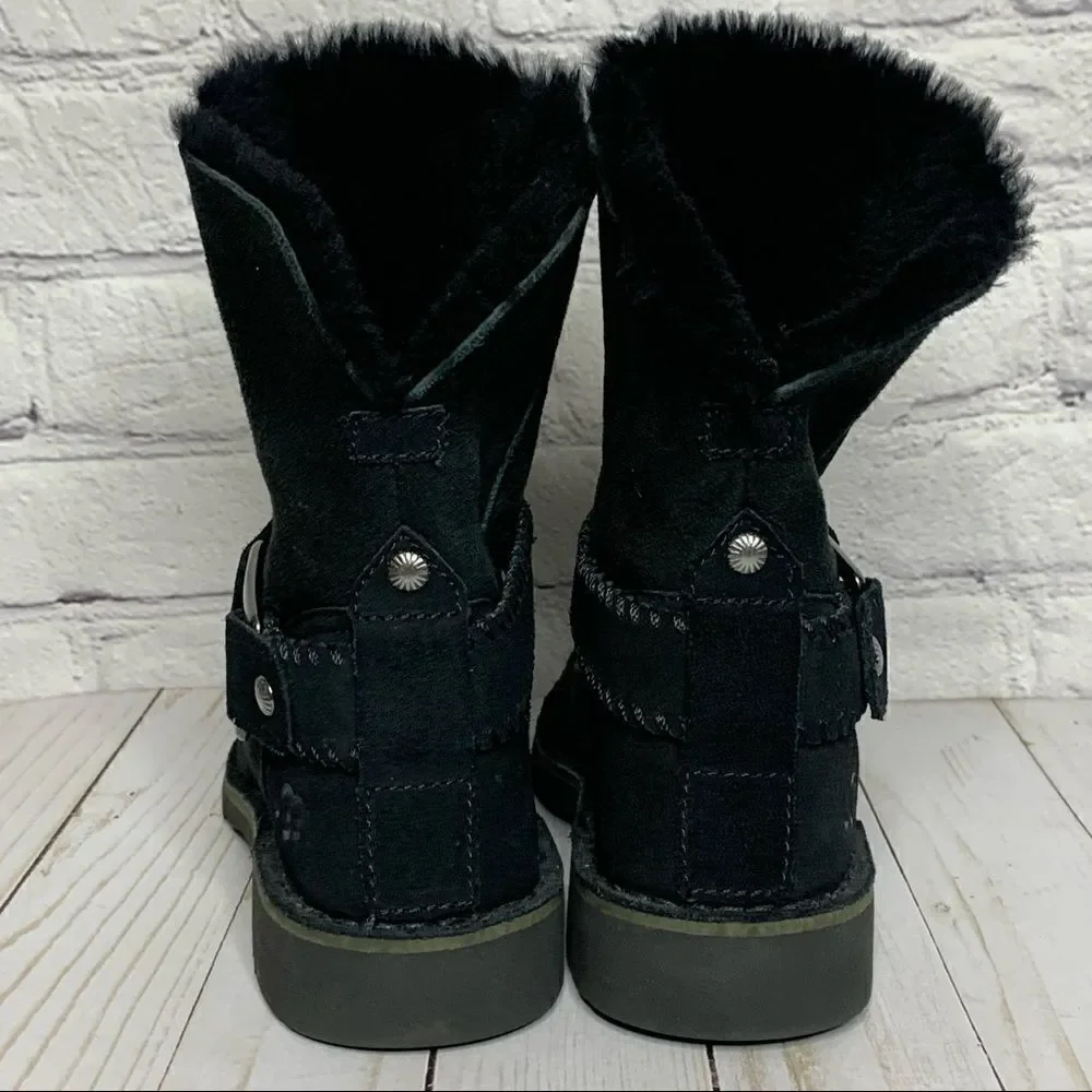 Ugg Cedric Black fur lined leather boots